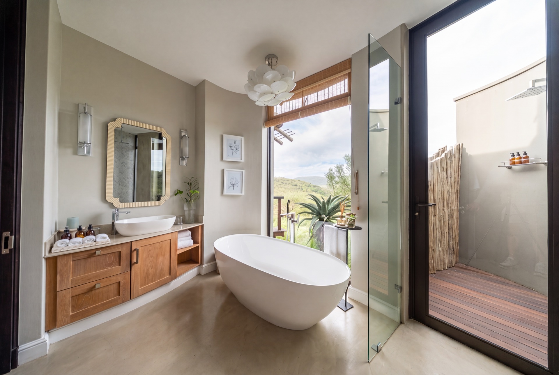 En-suite bath opening to the deck